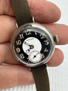 RARO QUADRANTE ROLEX ANNI 20 SMALTO BIANCO E NERO TRIPLO FIRMATO CARICA MANUALE UOMO FUNZIONANTE - Foto 1 di 19