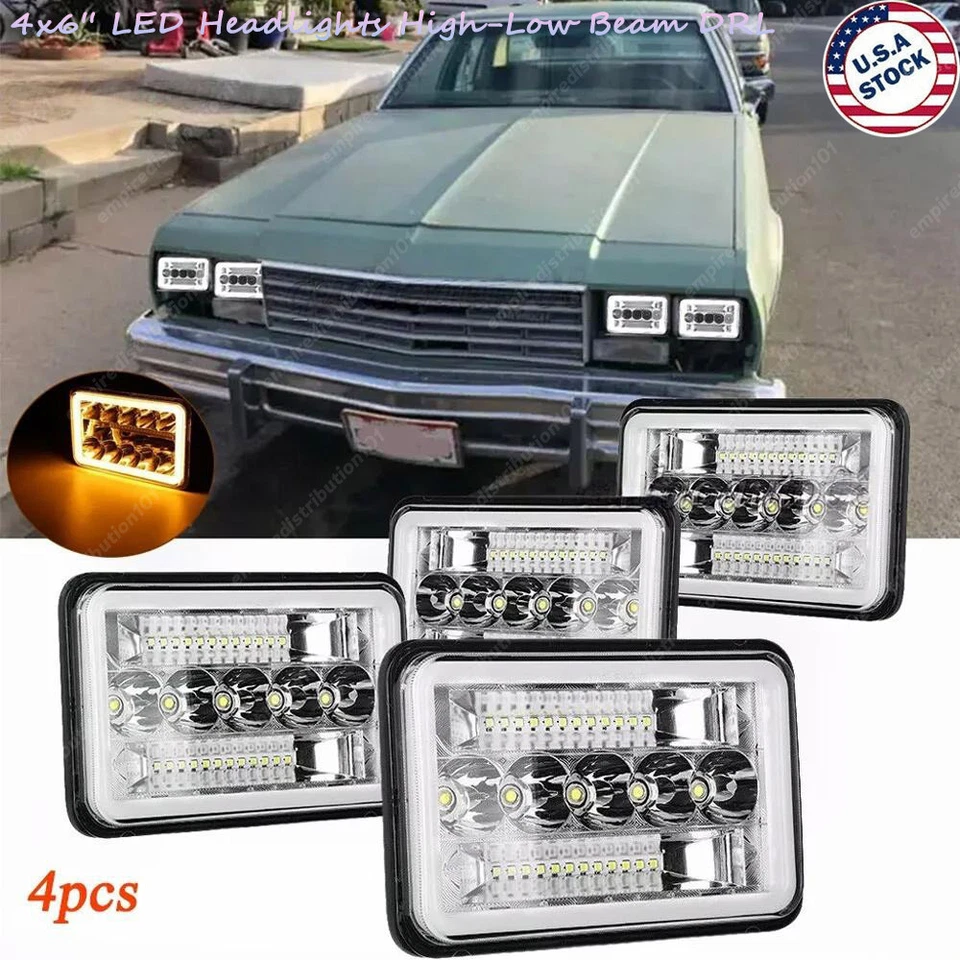 Faros LED Hi-Lo DRL señal de giro A+ Fit Chevrolet Impala 1977-1985 4 piezas 4x6" Foto 1 de 4
