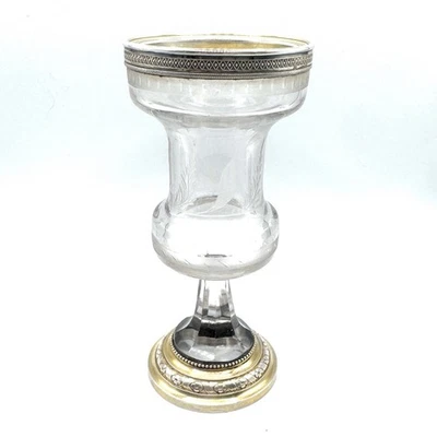Ancien Petit Vase Calice XIXe En Cristal Et Argent - Risler & Carré - Photo 1/4