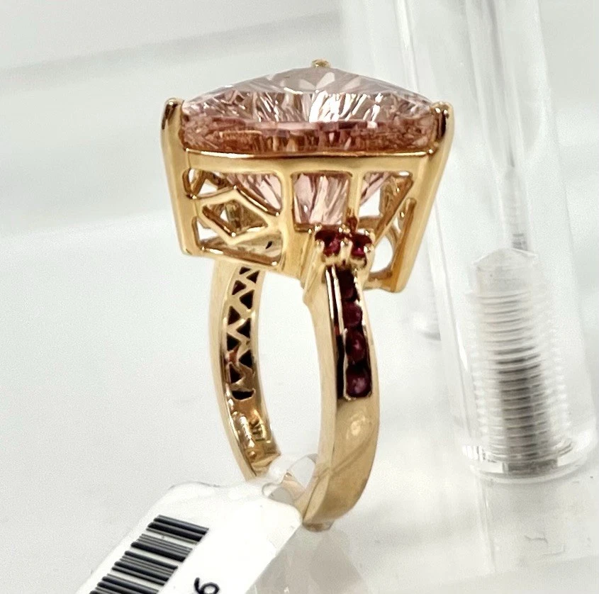 Anillo Marropino Morganita Oro Rosa con Espinela Mahenge Cóncava Trillón Talla 7 Foto 1 de 4