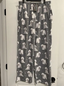 Comfies Bichon Frise Gray Pajama Bottoms. Size XL. NWT. Made In Korea. Wide Leg. - Picture 1 of 14