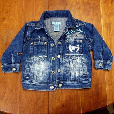 Chaqueta vaquera infantil Phat Farm 6-12 meses azul oscuro envejecido Foto 1 de 4