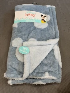 Disney Mickey Mouse Baby Boy Girl Unisex Blue Fleece Blanket - Picture 1 of 3