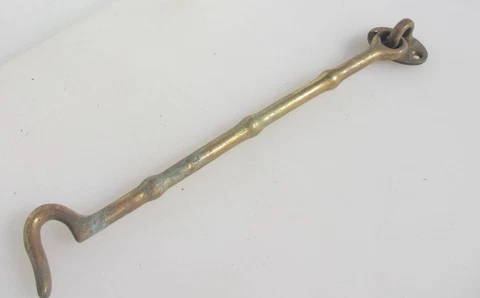 Antique Brass Door Latch Lock Hook Old Barn Gate Vintage Bamboo Style 10.5"W Cover