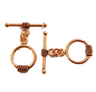 3 PCS 16X27MM SOLID COPPER BALI TOGGLE CLASP ANTIQUE COPPER 405 ATL-41 - Image 1 of 3