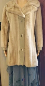 Dubrowsky & Joseph Vintage Faux Fur Leather Beige Coat Medium Length (See Pics) - Picture 1 of 21
