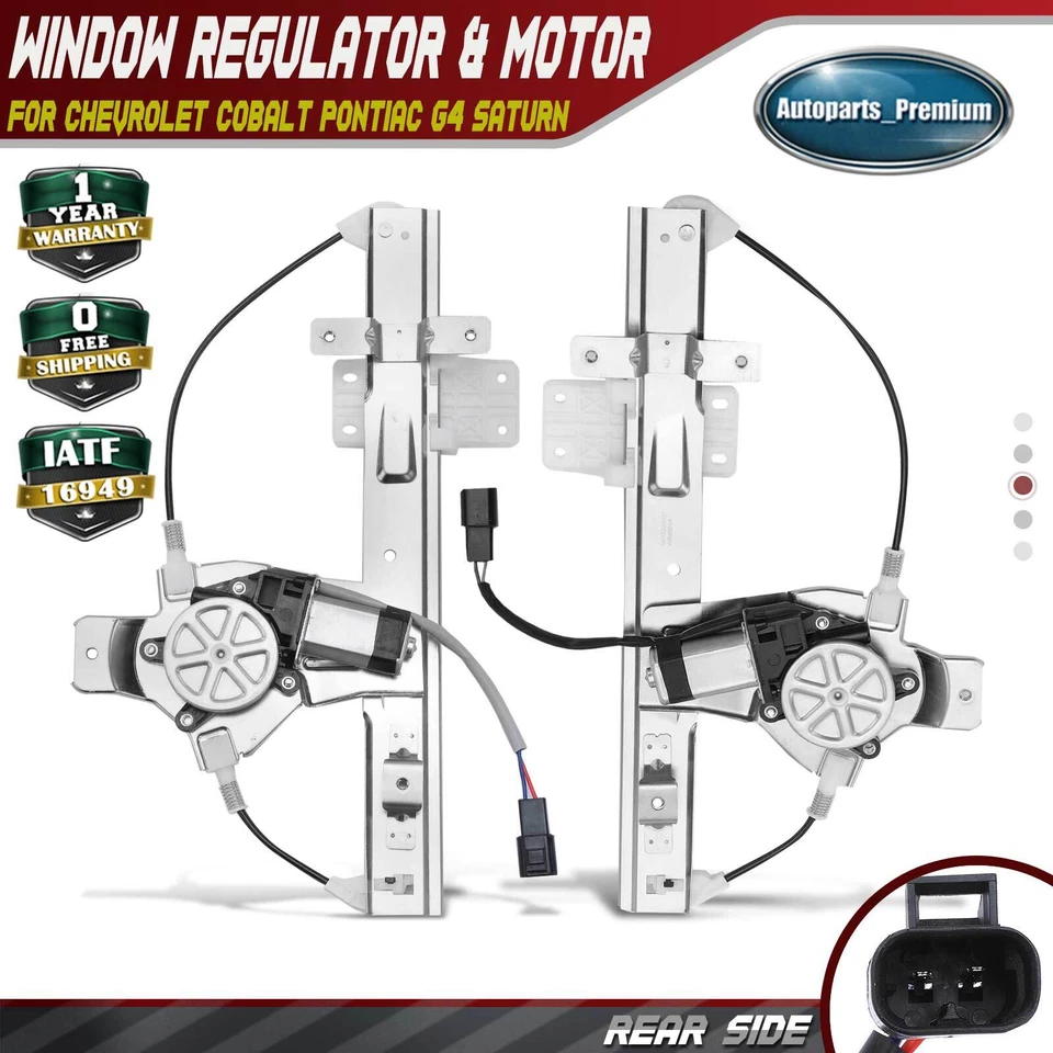 2x Regulador de ventana eléctrica lateral trasera izquierda y derecha y motor para Chevrolet Cobalt Pontiac Foto 1 de 4
