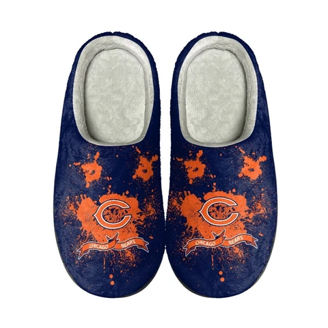 Chicago Bears Fleece Slippers Unisex Indoor Non-Slip Winter House Shoes Gifts Cover