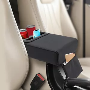 Universal Car Armrest Cushion Pad Center Console Storage Box Cover Cup Holder - Picture 1 of 14