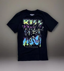 NEW KISS Rock Band Destroyer Album Cover Neon Artwork Men's Black T-Shirt 3XL - Picture 1 of 7