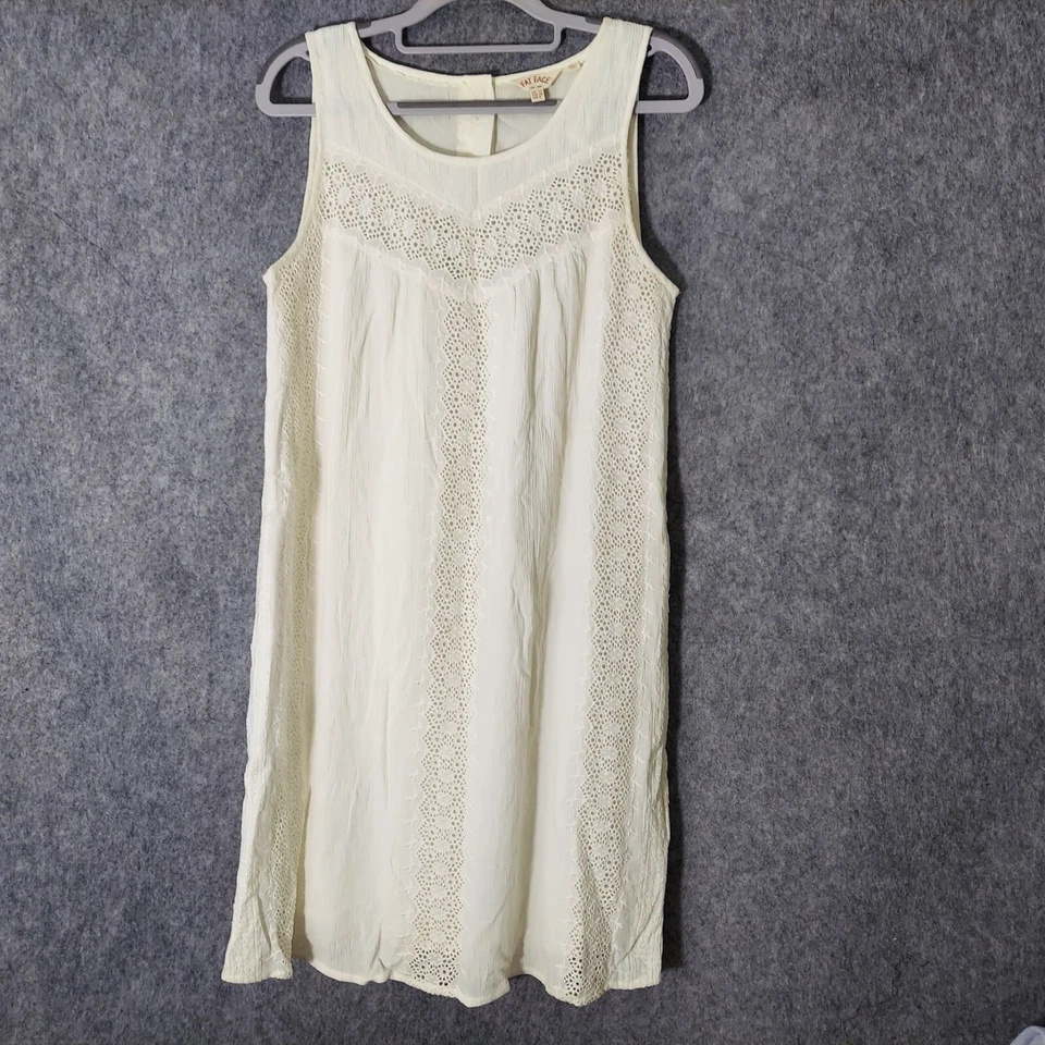 Fat Face Dress 6 Cream Embroidered Crepe Crinkle Festival Boho Coastal Feminine - Image 1 of 4
