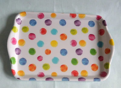 Ambiente 1x Tablett Punkte bunt viele  13 x 21 cm tray polka dots Pünktchen - Bild 1 von 2