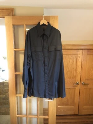 Men's Custom Tailored Cotton Solid Black Button Up Dress Shirt Size 3XLT - Image 1 of 4