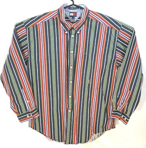 XL ALGODÓN TOMMY HILFIGER RAYAS CRESTA MANGA LARGA CAMISA INFORMAL - Imagen 1 de 6
