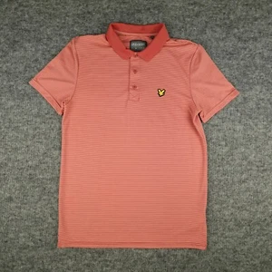 Lyle & Scott Polo Shirt Mens Medium Orange  Microstripe Golf Performance Casual - Picture 1 of 8