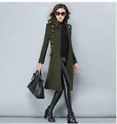 Chic Womens Wool Blend Trench Coat Double-Breasted Jacket Military Long Parkas