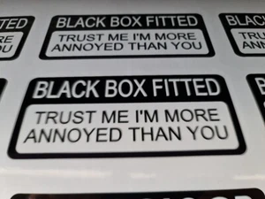 BLACK BOX FITTED CAR STICKER DECAL VINYL YOUNG NEW DRIVER BUMPER INSURANCE - Picture 1 of 3