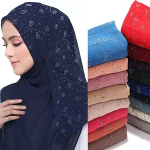 Bufanda De Chifón Femenina Flash Hijab Chal Vuelta Musulmana Diamante De Agua - Imagen 1 de 51