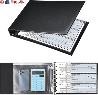 7 Ring Check Binder, 3-On-A-Page Business Checkbook Holder, 500 Checks Capacity - Image 1 of 4