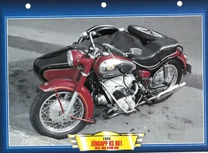 CARTE FICHE TECHNIQUE MOTO  /  ZUNDAPP KS 601. 1955.  AVEC SIDE STEIB 500. NEUVE - Imagen 1 de 1