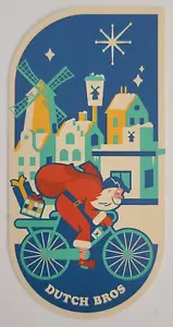 Autocollant Dutch Bros Père Noël à vélo décembre 2021 - Photo 1/1