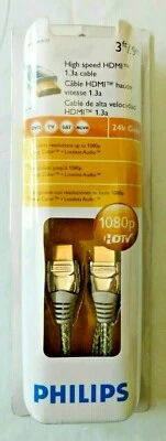 Philips High Speed HDMI 1.3a Cable 3FT. 1080P 24K Gold - Image 1 of 4
