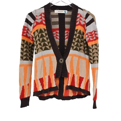 ANTHROPOLOGIE Suéter Mujer Talla XS Gorrión Manga Larga Botón Cárdigan Geométrico Foto 1 de 4