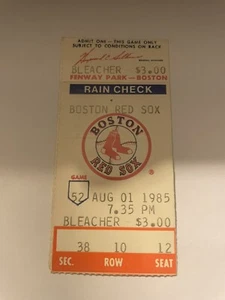 Biglietto Boston Red Sox 1985 Stub 1 agosto 1985 partita 52 - Foto 1 di 2