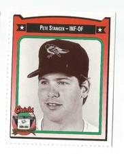 1991 Crown Coca Cola Baltimore Orioles Regional Card Pete Stanicek 1987-1988