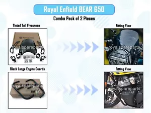 Genuine Royal Enfield "BEAR 650" Tinted Screen & Engine Guard Accessories Combo - Picture 1 of 5