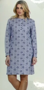 CAMICIA DA NOTTE INVERNALE DONNA IN 100% COTONE INTERLOOCK  - Picture 1 of 11