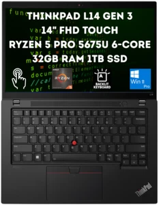 Lenovo ThinkPad L14 Gen 3 14" FHD Touch Ryzen 5 PRO 5675U 32GB 1TB SSD 4 lata Wrty - Zdjęcie 1 z 11