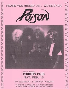 Poison Concert Flyer 1986 Chuck Landis' Country Club Pink - Picture 1 of 1