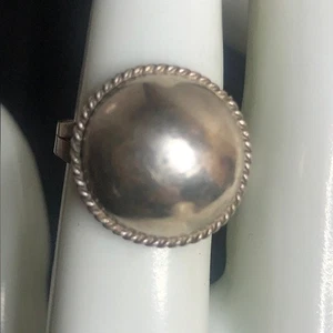 8647 Tobias Sterling Silver  925 Mexico Dome Ring Sz 7 Rope Edge bold modernist - Picture 1 of 3