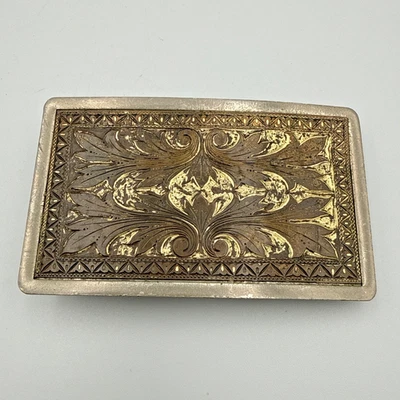 Hebilla de cinturón plateada niquelada vintage de 1-15/16" Foto 1 de 3