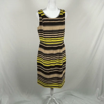 Vestido The Limited Marrón Amarillo Sin Mangas 10 Vainas Negocios Informal Rayas Foto 1 de 4