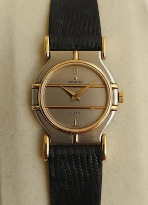 Movado Museum Damenuhr Swiss Made Armbanduhr Vergoldet  Batterie Neu P4. - Bild 1 von 4