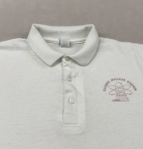 Vintage 90s Hartwell Oconee Nuclear Station Polo Shirt Mens Large White USA - Picture 1 of 11