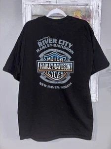 Harley Davidson Shirt 2XL Motorrad T-Shirt New Haven IN schwarz doppelseitig - Bild 1 von 5
