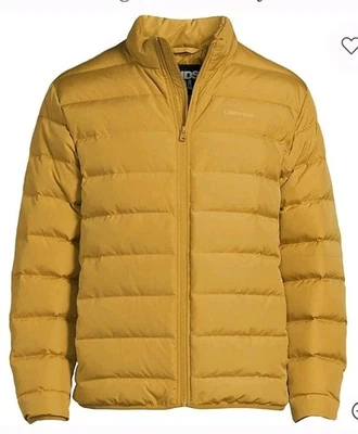 New Lands End DOWN Puffer JACKET  4XL 58 60 men 600 Fill Power Down Coat Yellow - Image 1 of 4