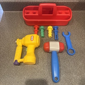 Little Tikes Pretend Hammer pistola clavos llave roja caja de herramientas de colección con clavos tornillos - Imagen 1 de 10