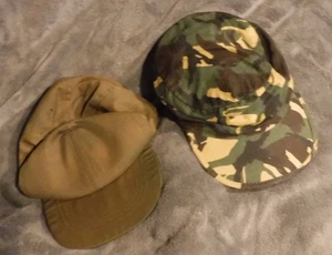 US ARMY VINTAGE CAP HATS - CAMO & GREEN  7 1/8 Camouflage 2 HATS MILITARY - Picture 1 of 5