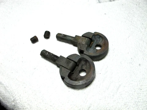 2 Antique Sewing Machine Salvage Owl Eye Round Hinges w Screws 2 1/16 x 1 3/16 Cover