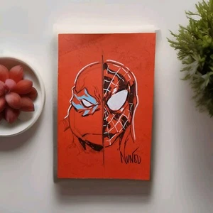 Original ART Leonardo & Spider-Man Sketch On Red Blank By Eddie Nunez W/COA - Picture 1 of 9