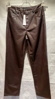 Gina Tricot 90s Pu /Kunstleder Hose Chocolate Plum Gr. 38 Neu mit Etikett - Bild 1 von 4