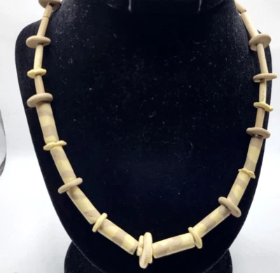 Collar único bohemio de arcilla hecha a mano con cuentas gruesas 19 pulgadas Foto 1 de 4