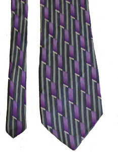 Corbata de seda Zigurat: púrpura y verde oliva, 57,5" para hombre - Imagen 1 de 2