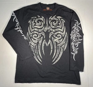 Y2K Rock Eagle Black All Over Tribal Jessie Pinkman Long Sleeve T Shirt  Hip Hop - Picture 1 of 9