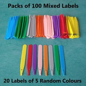 100 4" Plant Labels Plastic Coloured Name Tags Marker ID Seed Trays Pots Veg Mix - Picture 1 of 6