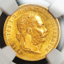 1894, Austria, Francis Joseph I. Beautiful Gold Ducat Coin. (3.49gm!) NGC MS-63!